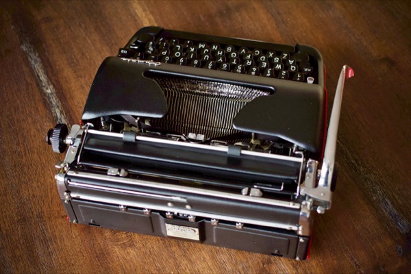 Rear view of an Olympia SM3 typewriter.