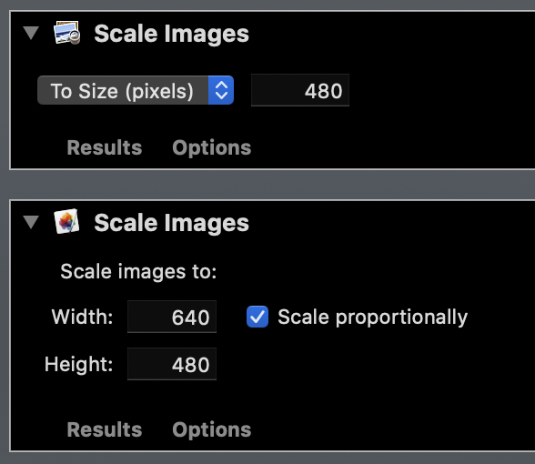 Automator Scale Images Actions